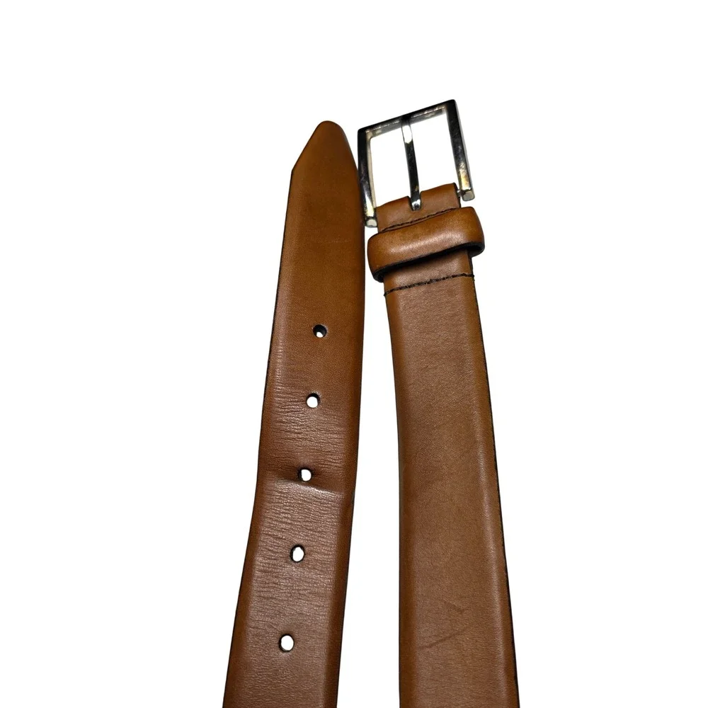 Allen Edmonds Mens Brown Leather Belt Size 42 Handcrafted USA 32190 Cognac